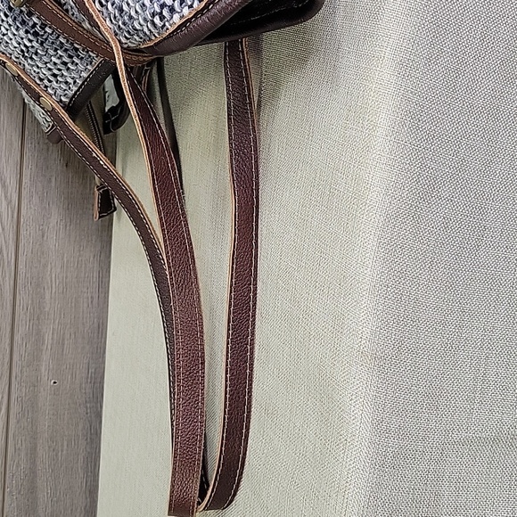 Myra Bag Canvas Tapestry Leather Tote Shoulder Bag - Picture 5 of 12